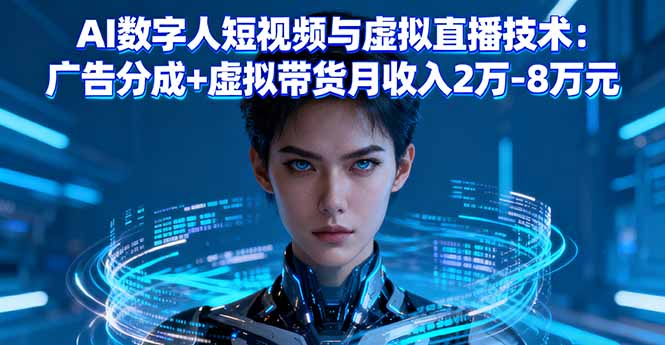 (16148期)AI数字人短视频与虚拟直播技术:广告分成+虚拟带货月收入2万-8万元-小二项目网