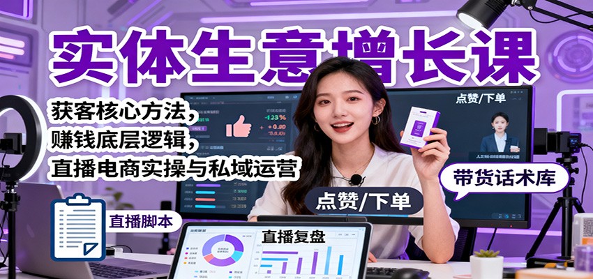 实体生意增长课：获客核心方法，赚钱底层逻辑，直播电商实操与私域运营-小二项目网
