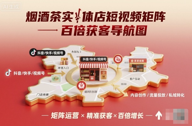 烟酒茶实体店短视频矩阵百倍获客导航图-小二项目网