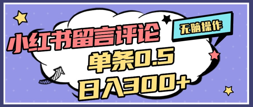 2025年最新小红书评论单条0.5元，日入300＋，无上限，详细操作流程-小二项目网