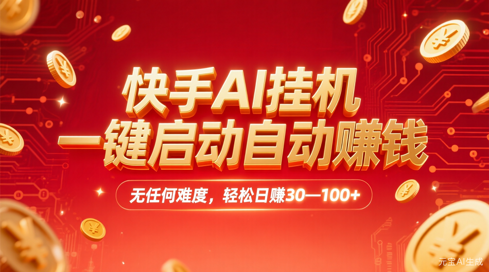 快手AI，一键启动自动赚钱 无任何难度，轻松一天30—100+-小二项目网