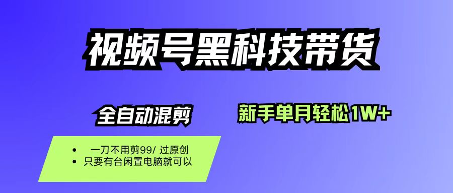 视频号黑科技短视频带货，新手也能单月到手1W+，一刀不用剪，零投资-小二项目网
