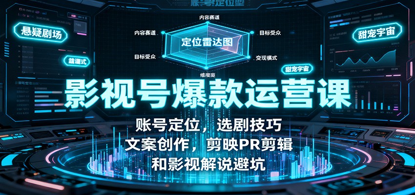 影视号爆款运营课：账号定位，选剧技巧，文案创作，剪映PR剪辑和影视解说避坑-小二项目网