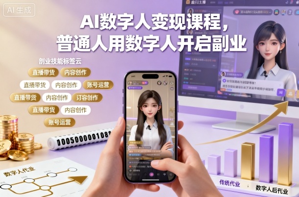 AI数字人变现课程，普通人用数字人开启副业-小二项目网