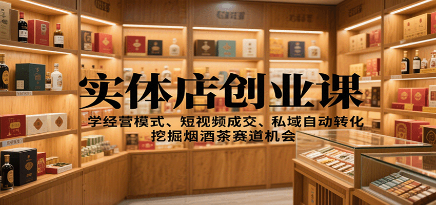 实体店创业课：学经营模式、短视频成交、私域自动转化，挖掘烟酒茶赛道机会-小二项目网