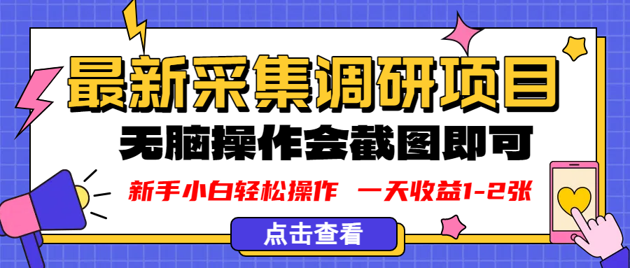 新版采集调研项目,截图上传即可,无脑操作,日收益1-2张-小二项目网