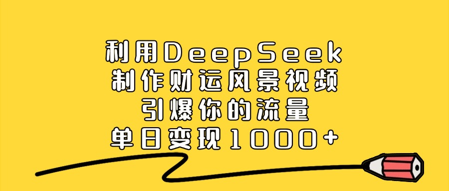 利用DeepSeek制作财运风景视频，直接引爆你的流量，单日变现1000+-小二项目网
