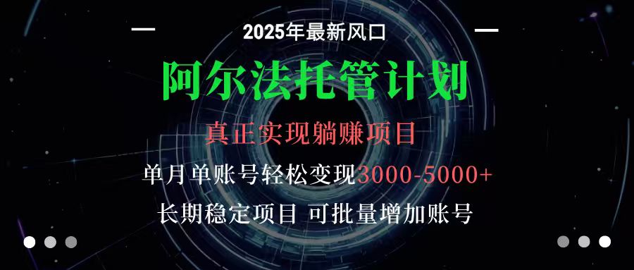 阿尔法托管计划 单账号月入3000-5000，长期稳定项目，新手小白轻松上手-小二项目网