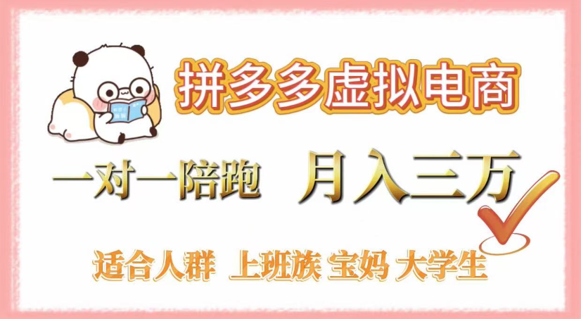 拼多多虚拟电商，0囤货，轻资产，无需发货，一对一陪跑，月入3万-小二项目网