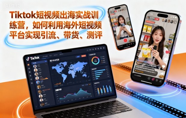 Tiktok短视频出海实战训练营，如何利用海外短视频平台实现引流、带货、测评-小二项目网
