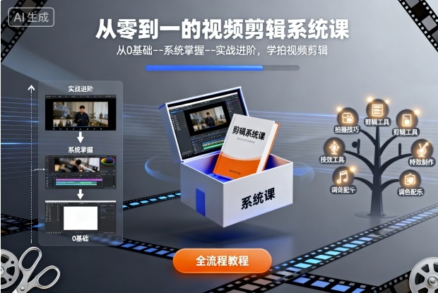 从零到一的视频剪辑系统课，从0基础–系统掌握–实战进阶，学拍视频剪辑-小二项目网