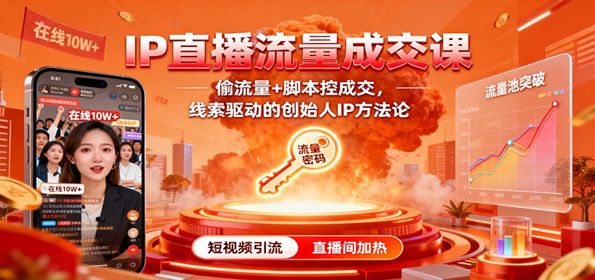 IP直播流量成交课：偷流量+脚本控成交，线索驱动的创始人IP方法论-小二项目网
