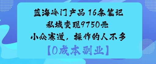 蓝海冷门产品：16条笔记私域变现9750米小众赛道，操作的人不多-小二项目网