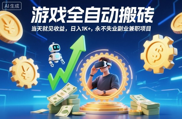 游戏全自动搬砖，当天就见收益，日入1K+，永不失业副业兼职项目【揭秘】-小二项目网