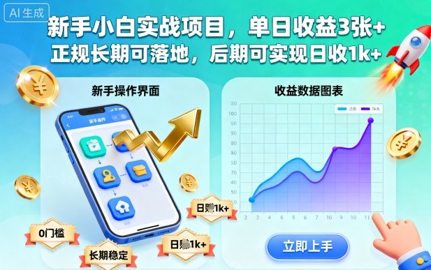 新手小白实战项目，单日收益3张+，正规长期可落地，后期可实现日收1k+【揭秘】-小二项目网