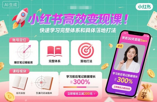 小红书高效变现课，快速学习小红书完整体系和具体落地打法-小二项目网