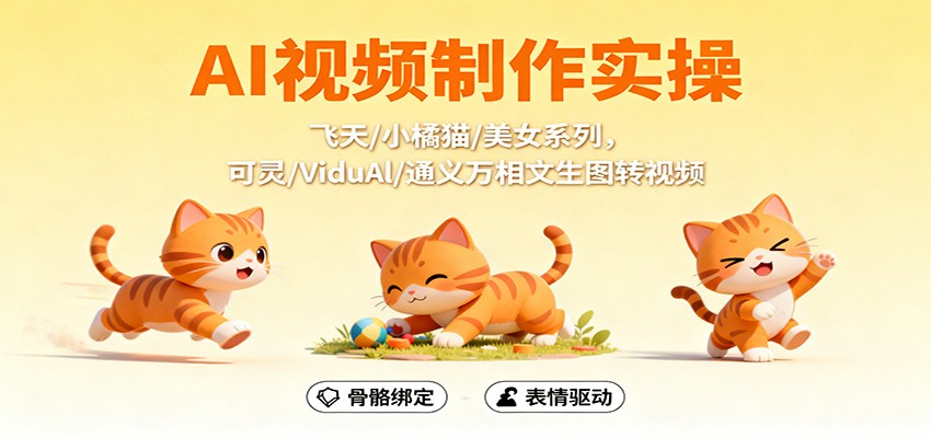 AI视频制作实操，飞天/小橘猫/美女系列，可灵/ViduAl/通义万相文生图转视频-小二项目网