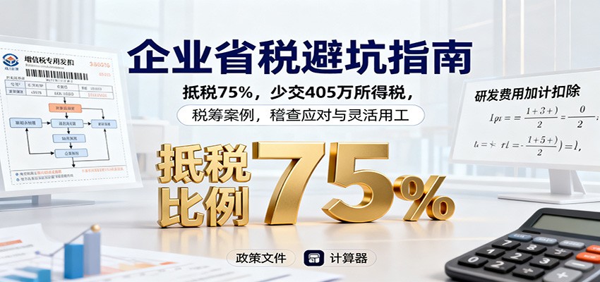 企业省税避坑指南：抵税75%，少交405万所得税，税筹案例，稽查应对与灵活用工-小二项目网