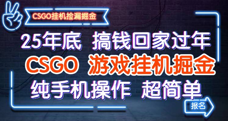 25年底搞钱回家过年，CSGO游戏挂机掘金，纯手机操作超简单-小二项目网
