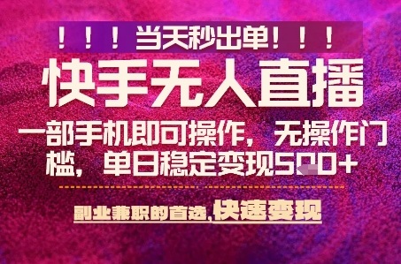 快手无人不封号最新AI转播玩法，当天见收益，轻松日入5张+，一部手机就可以操作【揭秘】-小二项目网