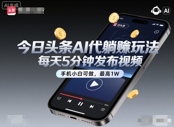 今日头条AI代躺賺玩法，每天5分钟发布视频，手机小白可做，最高1W+【揭秘】-小二项目网