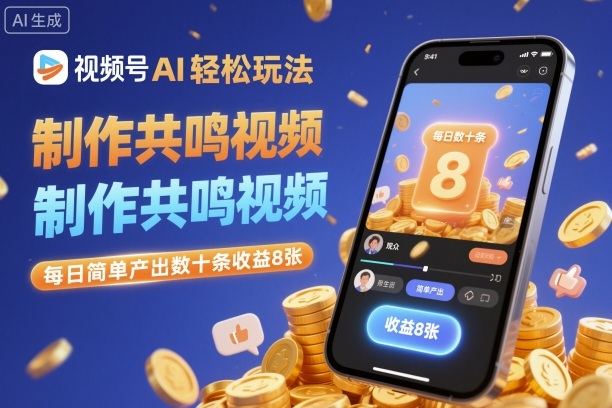 视频号AI轻松玩法，制作共鸣视频，每日简单产出数十条收益8张-小二项目网
