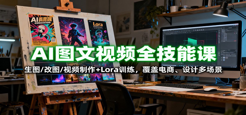 AI图文视频全技能课：生图/改图/视频制作+Lora训练，覆盖电商 、设计多场景-小二项目网