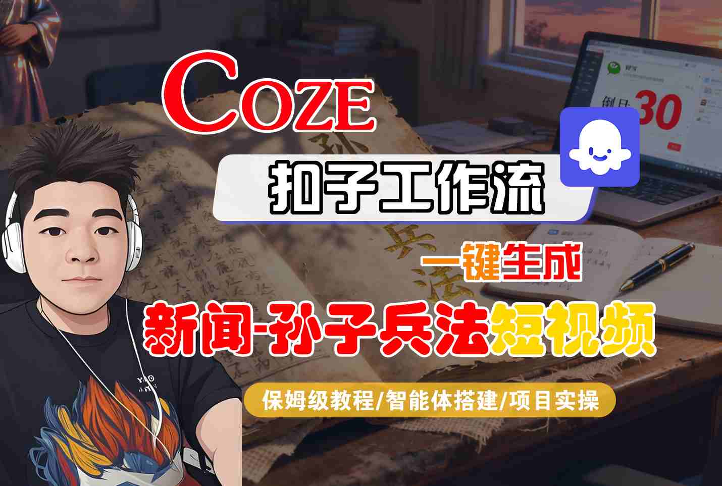 Coze扣子智能体工作流一键生成“新闻-孙子兵法“短视频，全流程保姆级教学-小二项目网