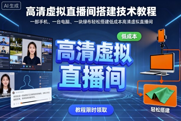 高清虚拟直播间搭建技术教程，一部手机、一台电脑、一块绿布轻松搭建低成本高清虚拟直播间-小二项目网