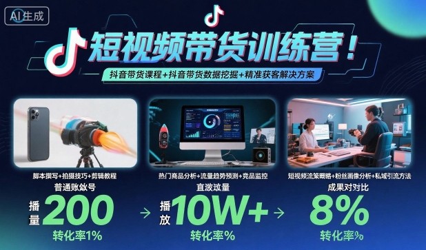 短视频带货训练营，抖音带货课程+抖音带货数据挖掘+精准获客解决方案-小二项目网