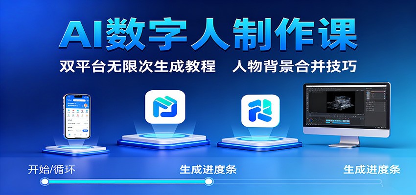 AI数字人制作课：双平台无限次生成教程，人物背景合并技巧-小二项目网