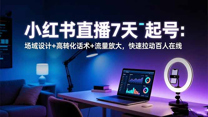 （16537期）小红书直播7天起号：场域设计+高转化话术+流量放大，快速拉动百人在线-小二项目网