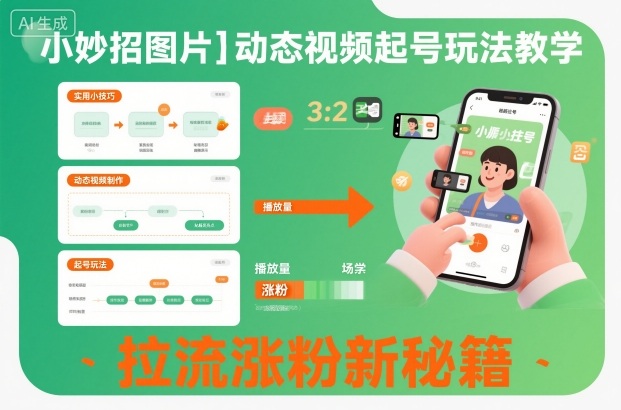 小妙招图片＋动态视频起号玩法教学，拉流涨粉新秘籍-小二项目网