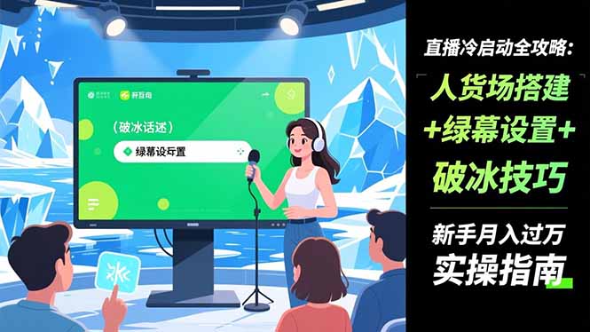 （16605期）直播冷启动全攻略:人货场搭建+绿幕设置+破冰技巧，新手月入过万实操指南-小二项目网