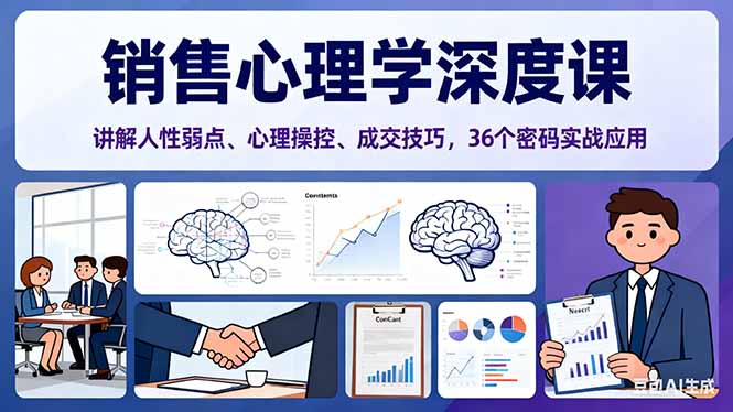 （16456期）销售心理学深度课，讲解人性弱点、心理操控、成交技巧，36个密码实战应用-小二项目网