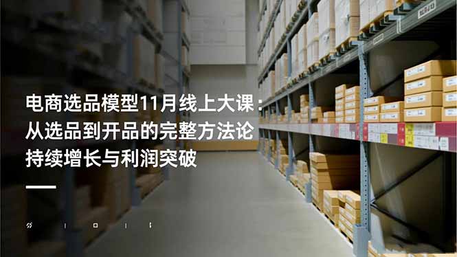 （16580期）电商选品模型11月线上大课：从选品到开品的完整方法论 持续增长与利润突破-小二项目网