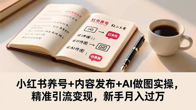 （16498期）小红书养号+内容发布+AI做图实操，精准引流变现，新手月入过万-小二项目网