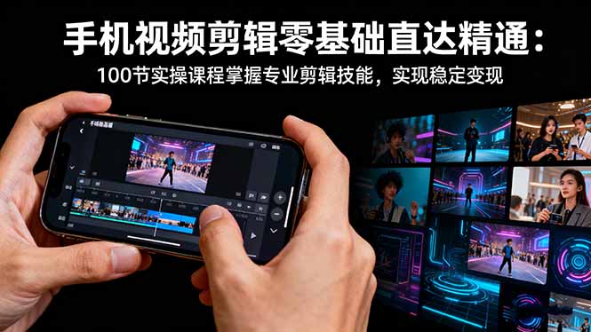 （16466期）手机视频剪辑零基础直达精通：100节实操课程掌握专业剪辑技能，实现稳…-小二项目网