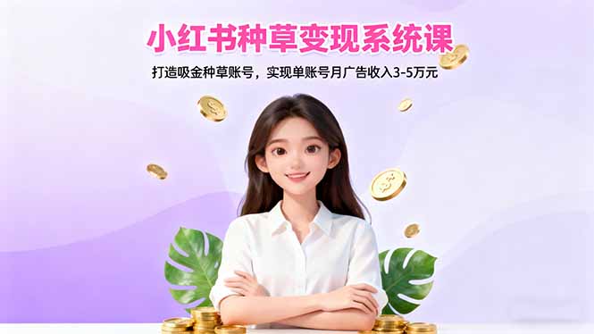 （16468期）小红书种草变现系统课：打造吸金种草账号，实现单账号月广告收入3-5万元-小二项目网