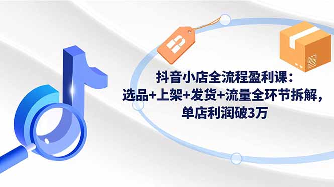 （16593期）抖音小店全流程盈利课：选品+上架+发货+流量全环节拆解，单店利润破3万-小二项目网