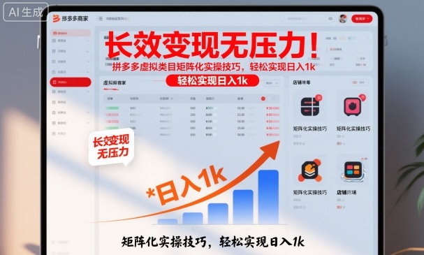 长效变现无压力！拼多多虚拟类目矩阵化实操技巧，轻松实现日入1k【揭秘】-小二项目网