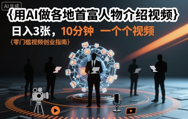 用AI做各地首富人物介绍视频,日入3张,10分钟一个视频-小二项目网