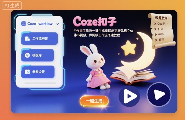 Coze扣子工作流一键生成童话皮克斯风格立体书视频，保姆级工作流搭建教程-小二项目网