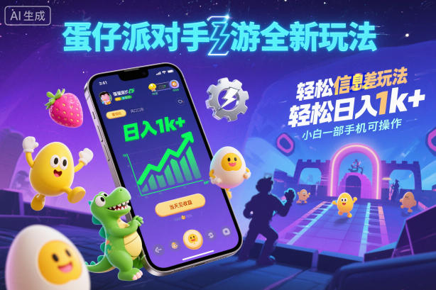 蛋仔派对手游全新玩法，轻松日入1k+，风口信息差玩法，当天见收益，小白一部手机可操作-小二项目网