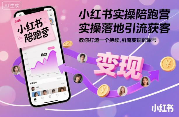 小红书实操陪跑营，实操落地引流获客，教你打造一个持续引流变现的账号-小二项目网