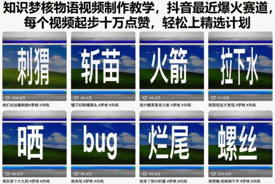 知识梦核物语视频制作教学，抖音最近爆火赛道，每个视频起步十万点赞，轻松上精选计划-小二项目网