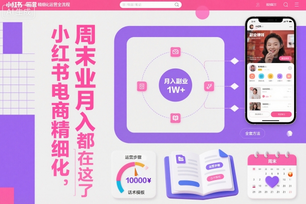 小红书电商精细化运营全流程，周末副业月入1W+，全套方法都在这了-小二项目网