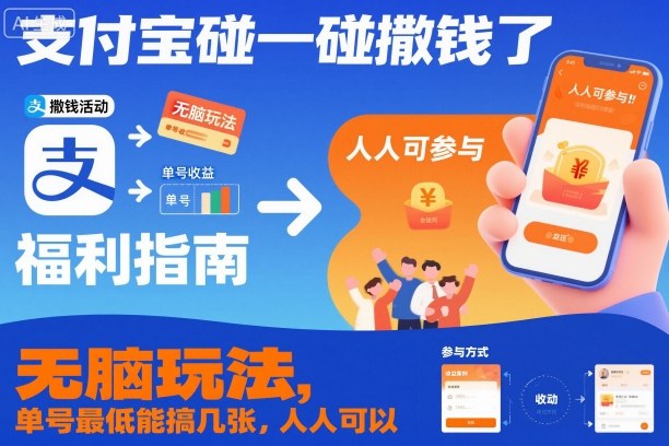 支付宝碰一碰撒钱了，无脑玩法，单号最低能搞几张，人人可以撸【揭秘】-小二项目网