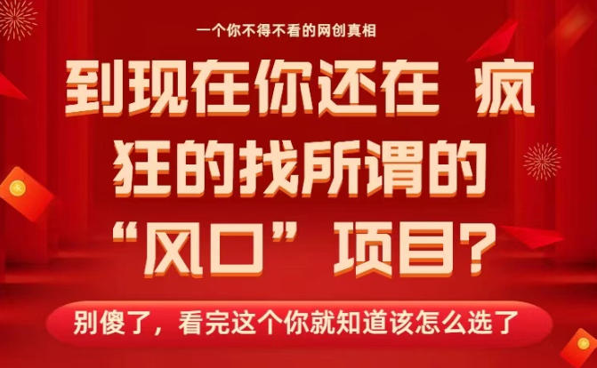 马上26年了，你还在找所谓的风口项目？别傻了，看完这个你全都懂了！【揭秘】-小二项目网