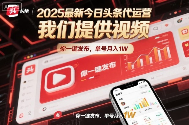 2025最新今日头条代运营，我们提供视频，你一键发布，单号月入1W【揭秘】-小二项目网